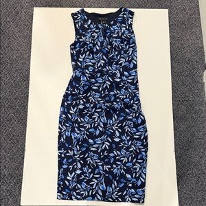 Sleeveless Navy Floral Midi Sheath Dress by Studio M